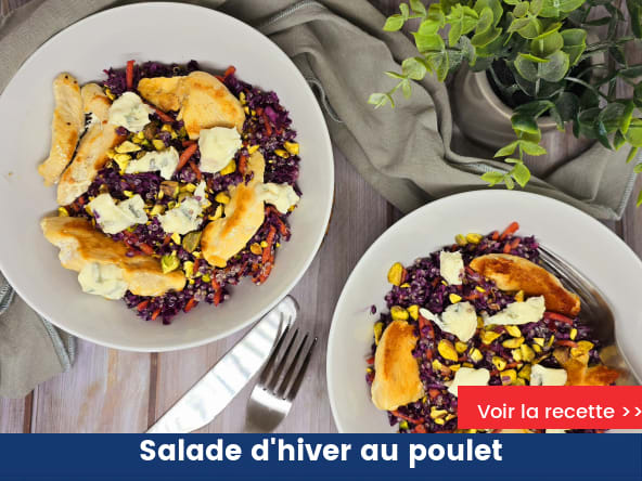Salade de chou rouge, poulet et gorgonzola